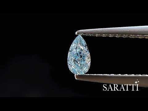Natural Fancy Blue diamond pear loose stone angled view | SARATTI  