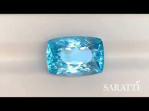Natural sky blue topaz elongated cushion top view | SARATTI