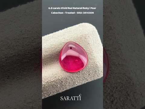 6.0 carats Vivid Red Natural Ruby | Pear Cabochon - Treated