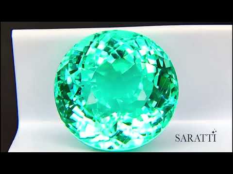 7.05 carats Neon Bluish Green Natural Paraiba Tourmaline | Near Round – 11.25 × 11.22 × 8.38mm