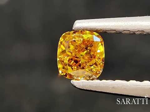 0.39 carats Natural Fancy Vivid Orange-Yellow Diamond | Cushion Shape