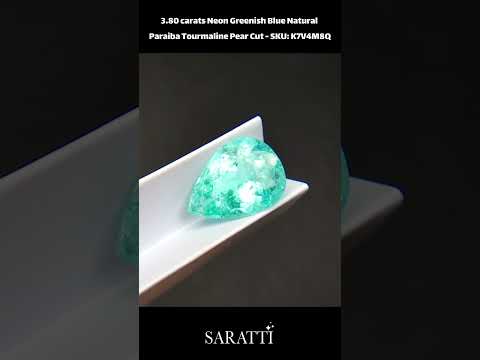 3.80 carats Neon Greenish Blue Natural Paraiba Tourmaline | Pear