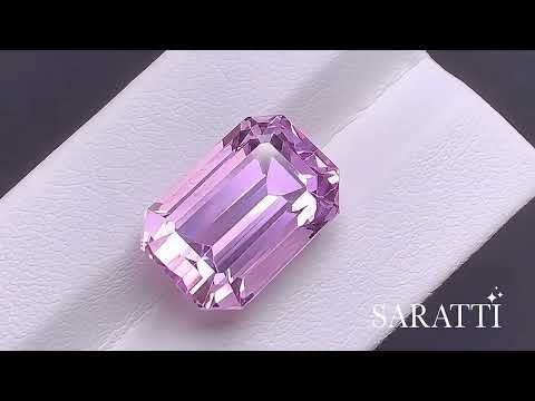 Natural pink kunzite step cut top view loose | SARATTI