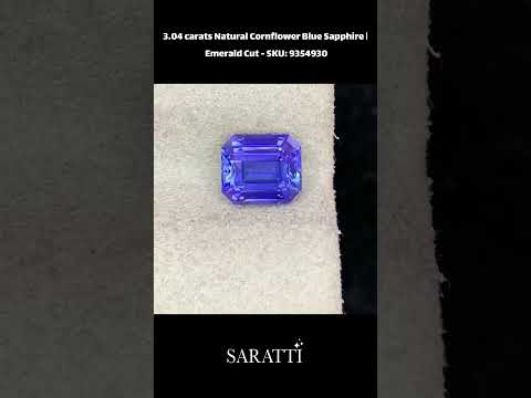 3.04 carats Natural Cornflower Blue Sapphire | Emerald Cut