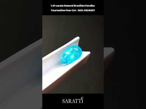 1.01 carats Natural Brazilian Greenish Blue Paraíba Tourmaline | Pear Cut