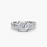 QUINTESSE – Asscher Cut Five-Stone Pavé Ring Setting in 950 Platinum | SARATTI