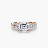 QUINTESSE – Asscher Cut Five-Stone Pavé Ring Setting in Rose Gold | SARATTI