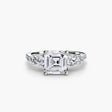 QUINTESSE – Asscher Cut Five-Stone Pavé Ring Setting in White Gold | SARATTI