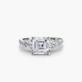QUINTESSE – Asscher Cut Five-Stone Pavé Ring Setting in White Gold | SARATTI