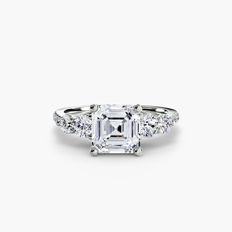 QUINTESSE – Asscher Cut Five-Stone Pavé Ring Setting in White Gold | SARATTI