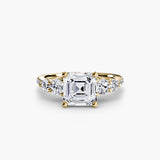 QUINTESSE – Asscher Cut Five-Stone Pavé Ring Setting in Yellow Gold | SARATTI