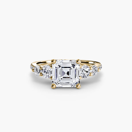 QUINTESSE – Asscher Cut Five-Stone Pavé Ring Setting in Yellow Gold | SARATTI