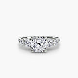 QUINTESSE – Cushion Cut Five-Stone Pavé Ring Setting – White Gold view | SARATTI