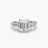QUINTESSE Emerald Cut five stone pavé band ring setting in 950 Platinum | SARATTI