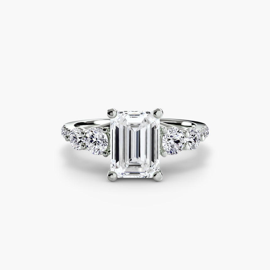 QUINTESSE Emerald Cut five stone pavé band ring setting in 950 Platinum | SARATTI