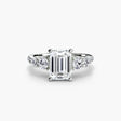 QUINTESSE Emerald Cut five stone pavé band ring setting in White Gold | SARATTI