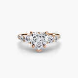 QUINTESSE Heart Cut Five-Stone Pavé Ring Setting in Rose Gold | SARATTI