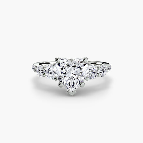 QUINTESSE Heart Cut Five-Stone Pavé Ring Setting in White Gold | SARATTI