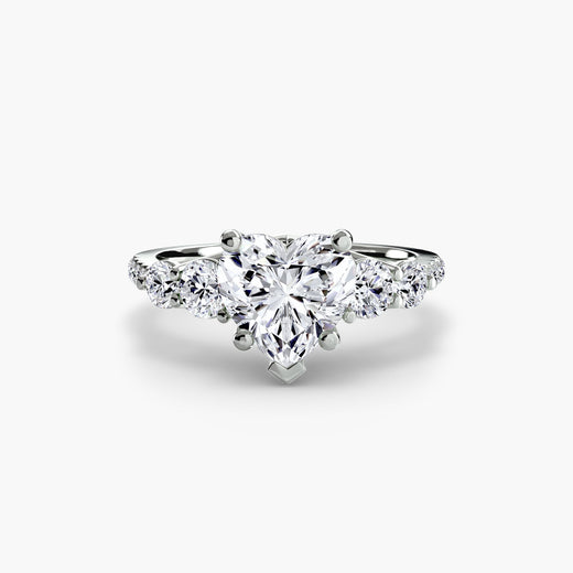 QUINTESSE Heart Cut Five-Stone Pavé Ring Setting in White Gold | SARATTI