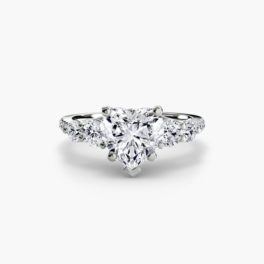 QUINTESSE Heart Cut Five-Stone Pavé Ring Setting in White Gold | SARATTI