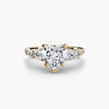 QUINTESSE Heart Cut Five-Stone Pavé Ring Setting in Yellow Gold | SARATTI