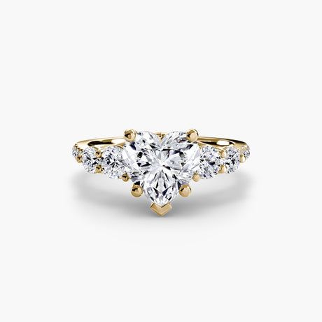 QUINTESSE Heart Cut Five-Stone Pavé Ring Setting in Yellow Gold | SARATTI