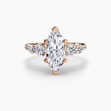 QUINTESSE – Marquise Cut Five-Stone Pavé Ring Setting in Rose Gold | SARATTI