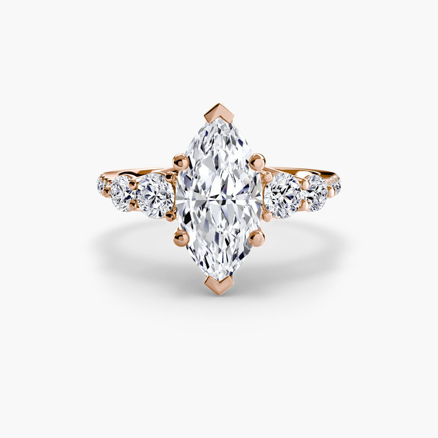 QUINTESSE – Marquise Cut Five-Stone Pavé Ring Setting in Rose Gold | SARATTI