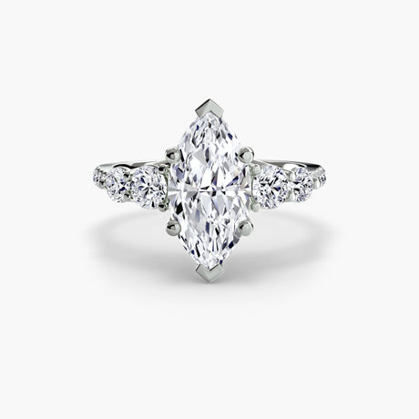 QUINTESSE – Marquise Cut Five-Stone Pavé Ring Setting in White Gold | SARATTI