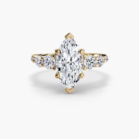 QUINTESSE – Marquise Cut Five-Stone Pavé Ring Setting in Yellow Gold | SARATTI