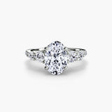 QUINTESSE Oval Cut five-stone pavé ring setting in 950 Platinum | SARATTI