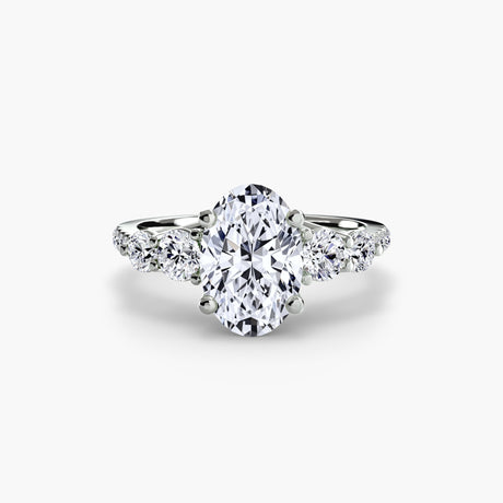 QUINTESSE Oval Cut five-stone pavé ring setting in White Gold | SARATTI