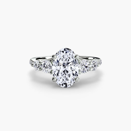 QUINTESSE Oval Cut five-stone pavé ring setting in White Gold | SARATTI