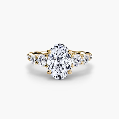 QUINTESSE Oval Cut five-stone pavé ring setting in Yellow Gold | SARATTI
