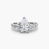 QUINTESSE – Pear Cut Five-Stone Pavé Ring Setting in White Gold | SARATTI