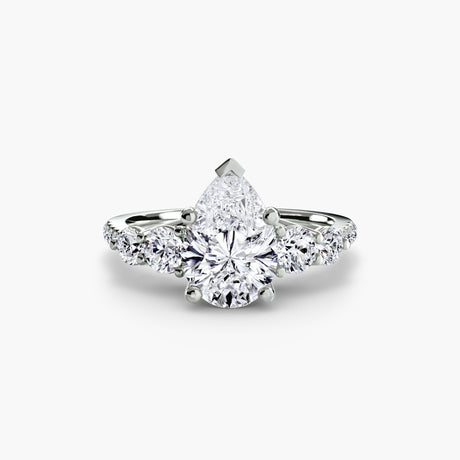 QUINTESSE – Pear Cut Five-Stone Pavé Ring Setting in White Gold | SARATTI