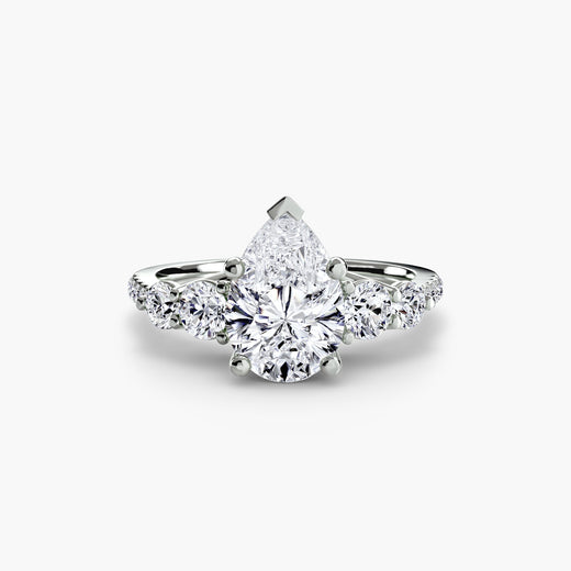 QUINTESSE – Pear Cut Five-Stone Pavé Ring Setting in White Gold | SARATTI