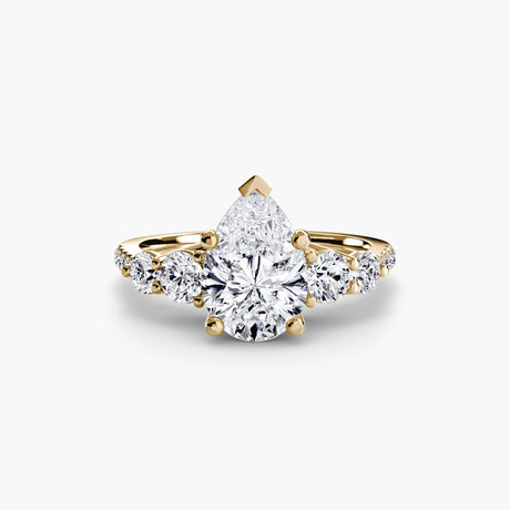 QUINTESSE – Pear Cut Five-Stone Pavé Ring Setting in Yellow Gold | SARATTI
