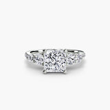 QUINTESSE – Princess Cut Five-Stone Pavé Ring Setting in 950 Platinum | SARATTI