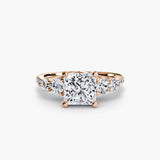 QUINTESSE – Princess Cut Five-Stone Pavé Ring Setting in Rose Gold | SARATTI
