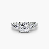 QUINTESSE – Princess Cut Five-Stone Pavé Ring Setting in White Gold | SARATTI