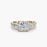 QUINTESSE – Princess Cut Five-Stone Pavé Ring Setting in Yellow Gold | SARATTI