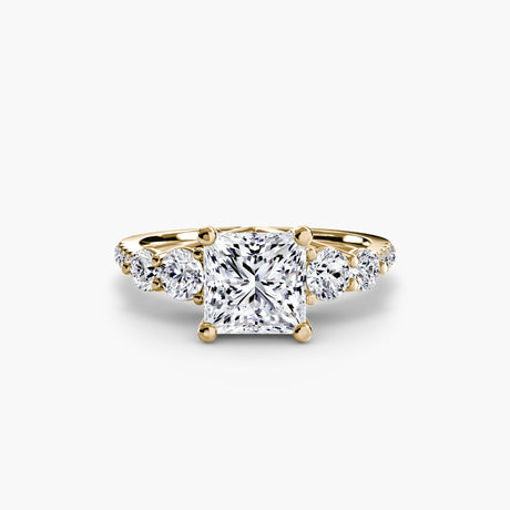 QUINTESSE – Princess Cut Five-Stone Pavé Ring Setting in Yellow Gold | SARATTI