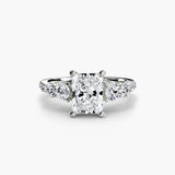 QUINTESSE Radiant Cut Five-Stone Pavé Ring Setting in 950 Platinum | SARATTI