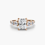 QUINTESSE Radiant Cut Five-Stone Pavé Ring Setting in Rose Gold | SARATTI