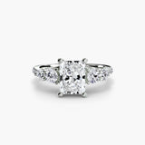 QUINTESSE Radiant Cut Five-Stone Pavé Ring Setting in White Gold | SARATTI