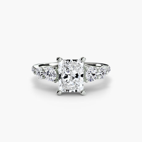 QUINTESSE Radiant Cut Five-Stone Pavé Ring Setting in White Gold | SARATTI