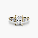 QUINTESSE Radiant Cut Five-Stone Pavé Ring Setting in Yellow Gold | SARATTI
