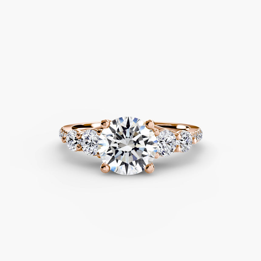 QUINTESSE – Round Cut Five-Stone Pavé Ring Setting in Rose Gold | SARATTI
