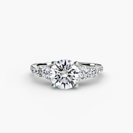 QUINTESSE – Round Cut Five-Stone Pavé Ring Setting in White Gold | SARATTI